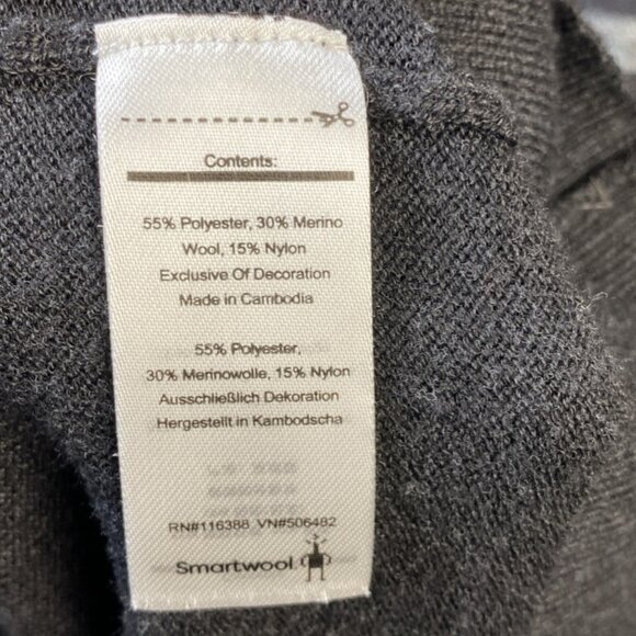 Smartwool Crew Neck Sweater Mens L Merino Wool Blend SW016437 Black Gray Striped - Picture 8 of 10
